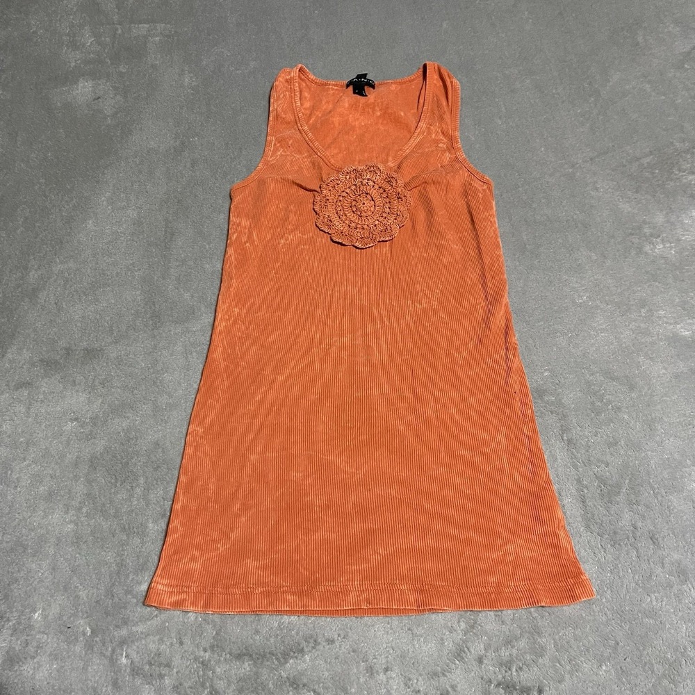 Y2K‎ Fang Ribbed Slim Tank Top Womens Large Orange Cotton Fairy Preppy 90s